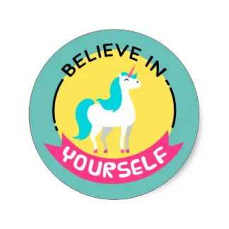 38cm unicorn believe in yourself motivational drawing classic round