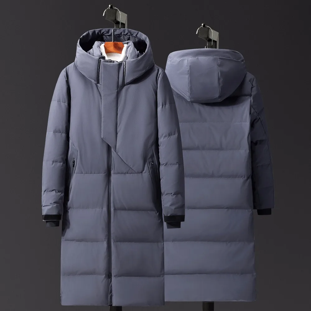 Winter Men's Extra Xlong Thick Down Jackets Men Hooded White Duck Down