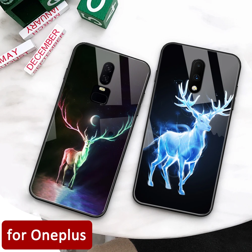 Oneplus 6t Case Glass back cover artical animal deer Oneplus coque 7 pro case for Oneplus 1+ 5 5T Oneplus 6 6t 7 pro Oneplus 6t Case Glass back cover artical animal deer Oneplus coque 7 pro case for Oneplus 1+ 5 5T Oneplus 6 6t 7 pro