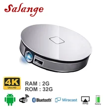 Salange D8S Projector Portable 2G+16G 1280*720 Resolution Built-In Android 6.0 3D Dual WIFI 12000mAh Battery Beamer Proyector