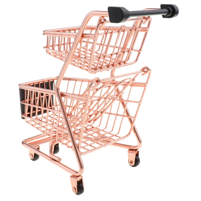 Mini Shopping Cart with Sturdy Metal Frame, Pen/ Pencil/ Cards Holder Desk Storage Toy 5