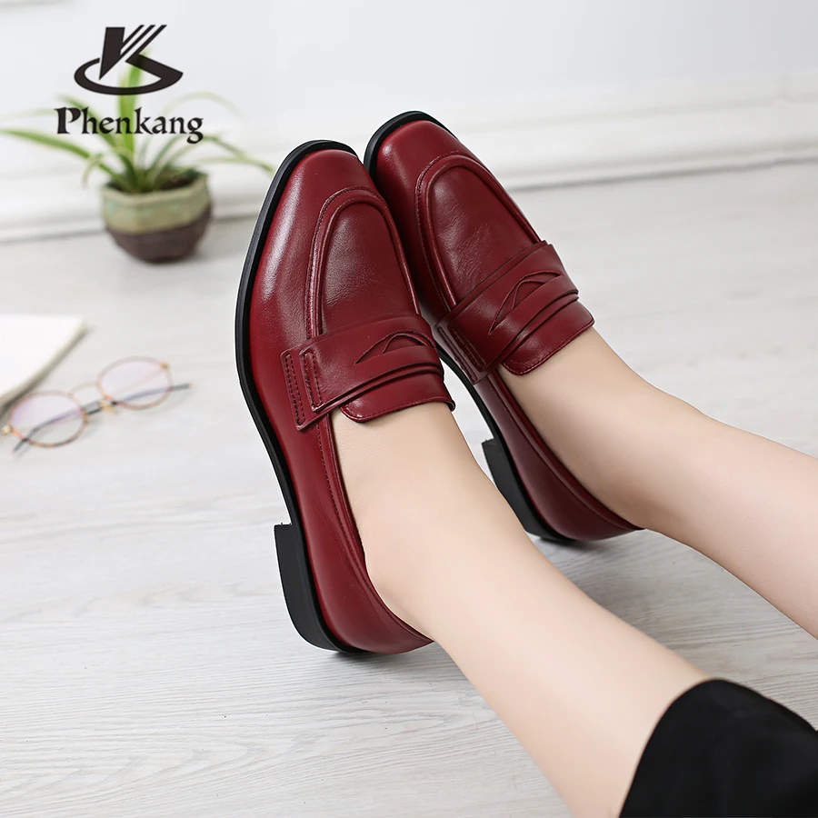 

Women's Flats Oxford Shoes Woman Genuine Leather Sneakers Ladies Brogues Vintage Casual Oxfords Shoes For Women Footwear 2019