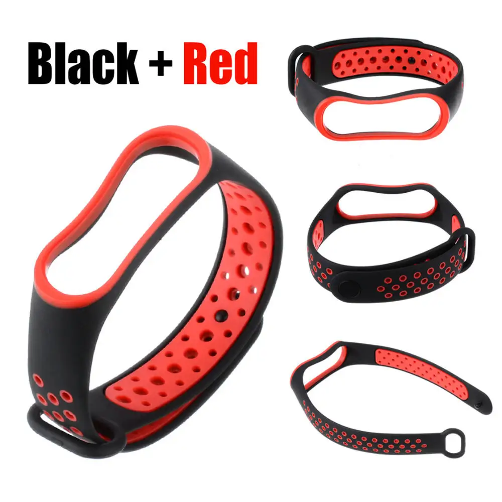 Fashion WatchBand For Xiaomi Mi Band 3 4 Double Color Silicone Bracelet Wrist Strap Watch Band Replacement Wrist bands