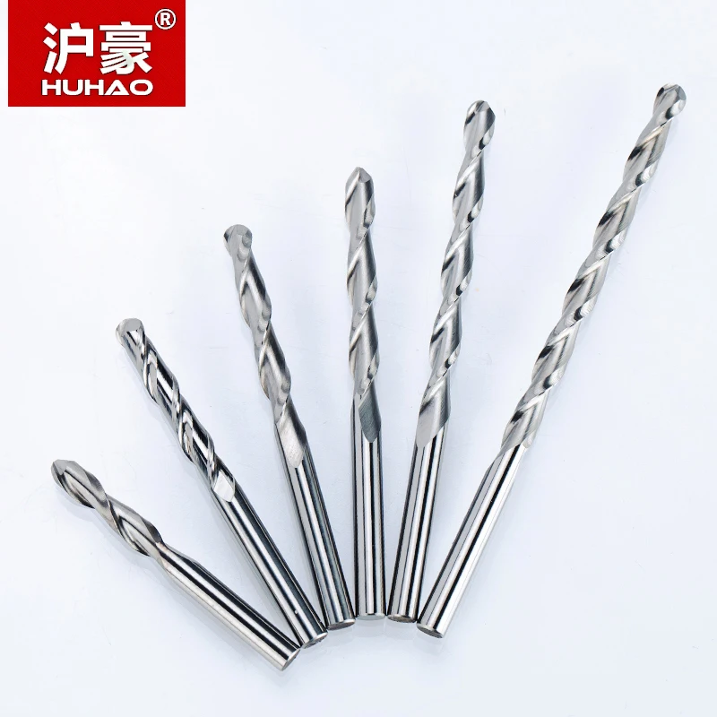 

HUHAO 5pcs/lot Shank 4mm 2 Flute Spiral Ball Nose End Mill CNC Router Bits for Plywood Acrylic PVC Tungsten Carbide Milling