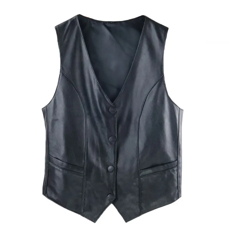 

Autumn Winter Fashion Warm Elegant Leisure Vest Women outwear Soft Leather Sleeveless Jacket Waistcoat Female Clothes L- 6XL