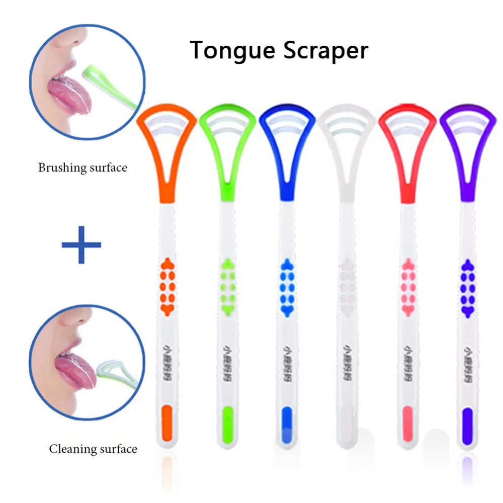 1 шт. за полостью рта Щетка скребок языка Язык чистого свежее дыхание Зубная щётка инструменты Цвет случайный #266767