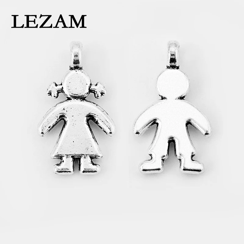 

10pcs Fashion Jewelry Charms Boy And Girl Charms Pendant Antique Silver For Keychain Bracelet Jewelry Findings Accessories