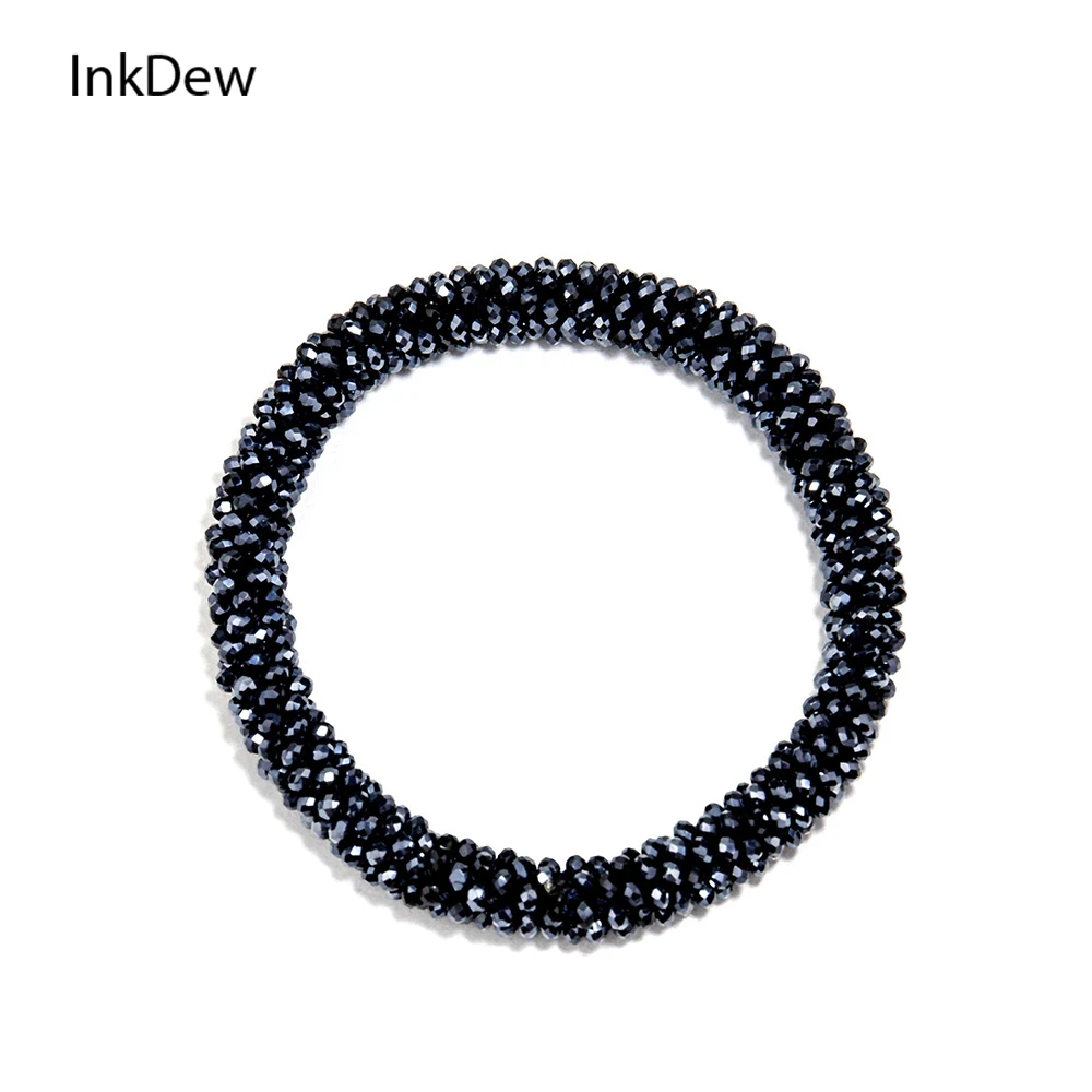 

INKDEW Trendy 1 Millimeter Beads Bracelet Elastic Handmade Strand Bracelets for Women Gift Multicolor WHOLESALE