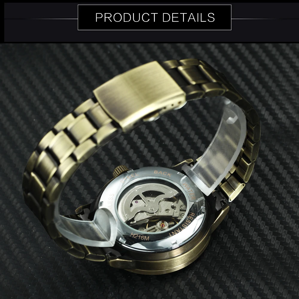 Najtaniej Zwycięzca oficjalna moda męskie zegarki Top marka luksusowy zegarek wojskowy mężczyźni automatyczny mechaniczny metalowy stalowy szkielet zegarek