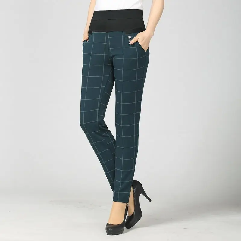 green plaid trousers womens