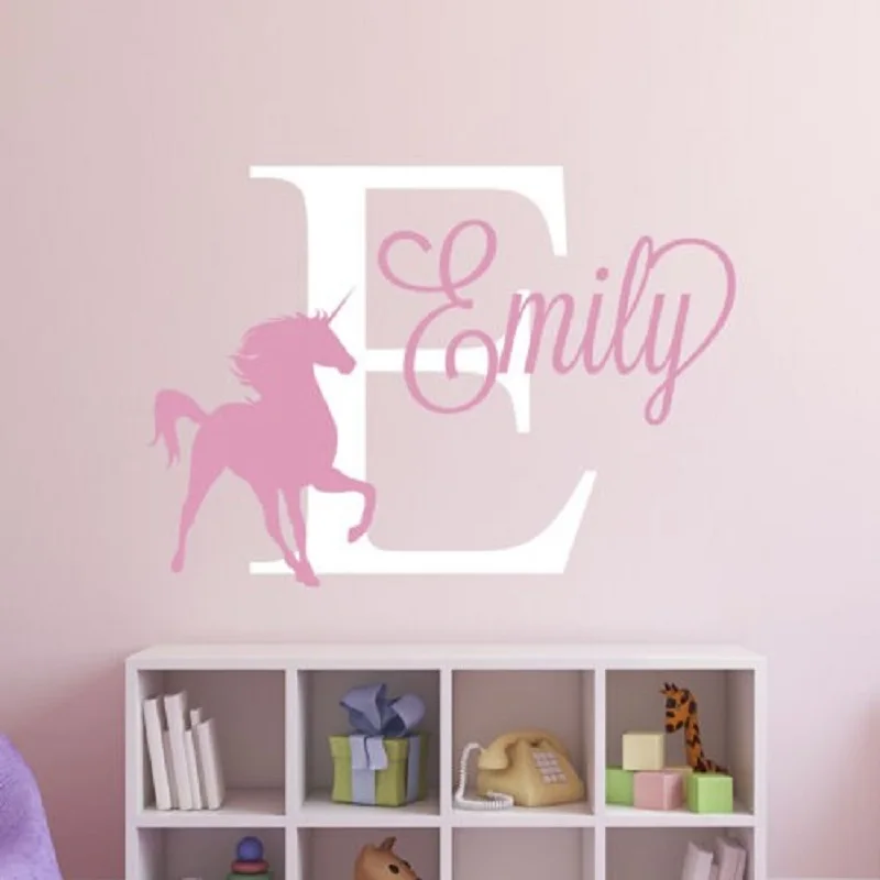 

Special Personalized Custom Name Unicorn Removable Decal Vinyl Wall Sticker For Kids Room Wall Decor Home Art Mural Decoration