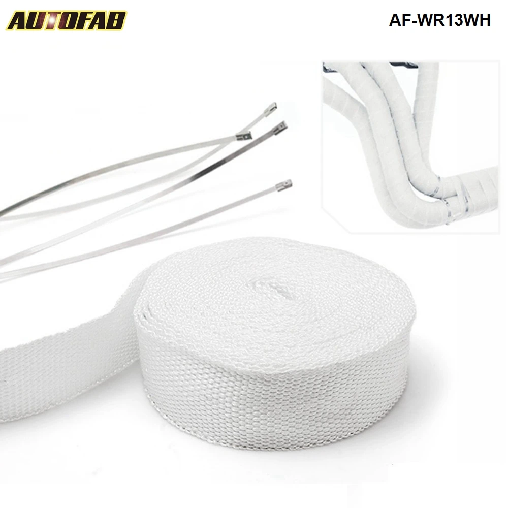 

10M HEAT WRAP EXHAUST MANIFOLD & 4CABLE TIES Exhaust Thermal Protection For Honda Civic ES EM 2 Door Jdm 01-03 AF-WR13WH