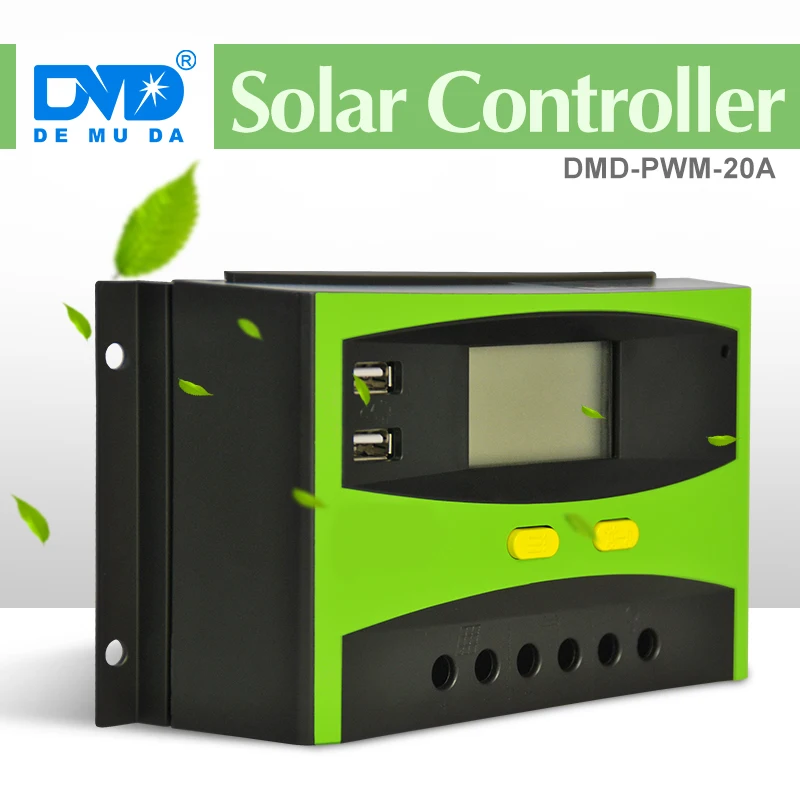 

New Arrival Intelligent 20A CE ROHS 12V /24V Auto Transform LCD Display With 2 USB Green Solar Charge Controller