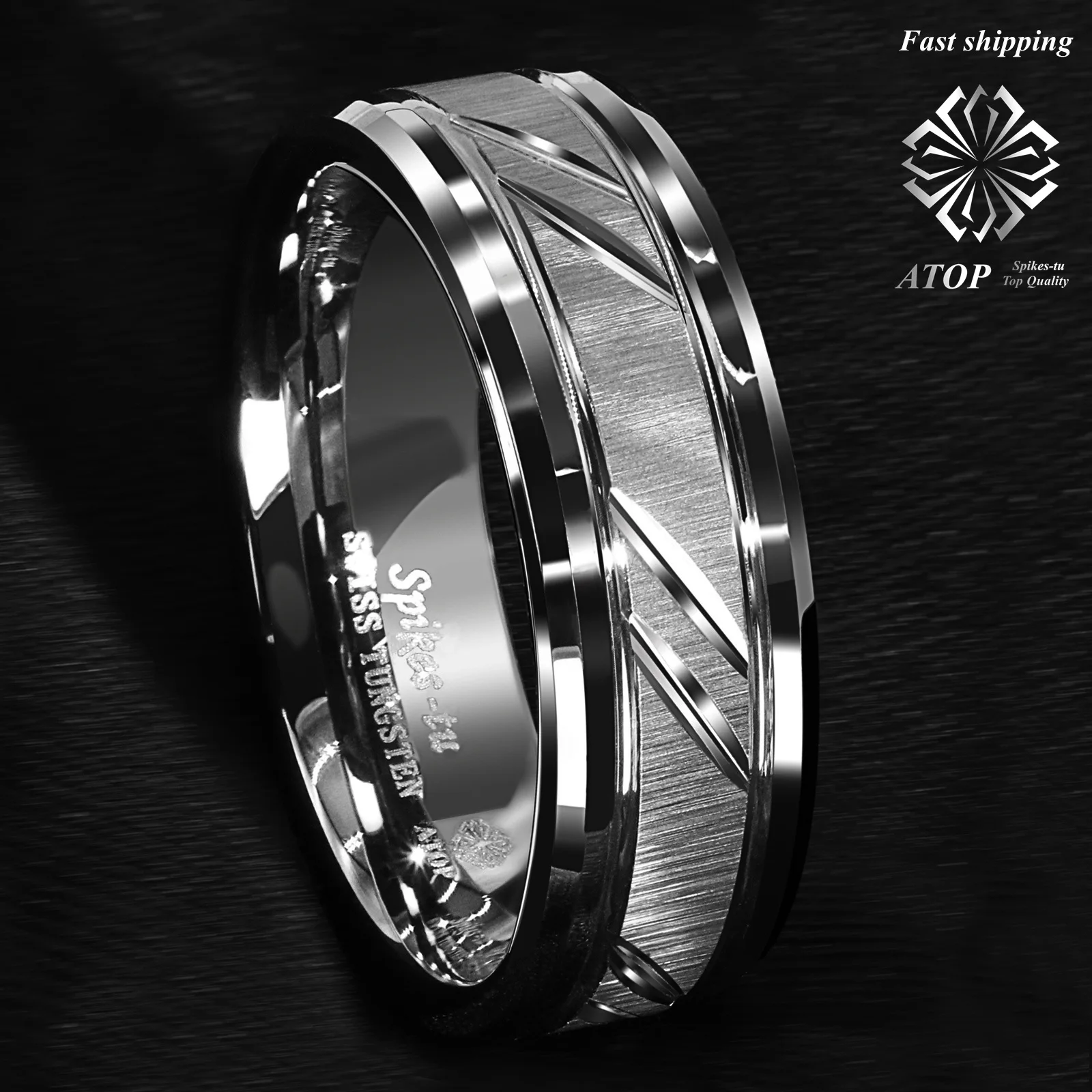 8 мм кольцо из карбида вольфрама Серебряный лист матовый Стиль Свадебные украшения на вершине