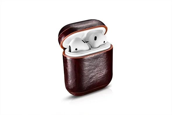 Чехол для гарнитуры из натуральной воловьей кожи для Apple AirPods, защитный чехол для зарядки Bluetooth, беспроводной чехол для наушников - Цвет: ICARE-002