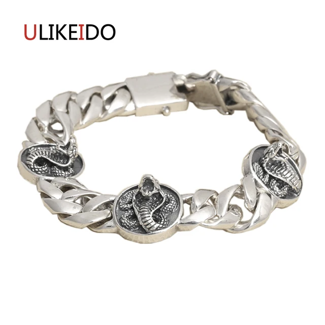 100 Pure 925 Sterling Silver Mens Snake Bracelets Fashion Clic 100 Pure 925 Sterling Silver Mens Snake Bracelets Fashion Clic Hand Chain For Men Special