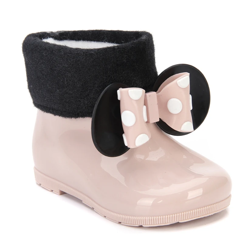 Melissa Kids/детские непромокаемые сапоги с хлопковым покрытием Двухслойная обувь для