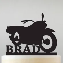 Уникальный персонализированный украшение для тортов День рождения аксессуар для кекса поставки пользовательские мотоцикла под названием верхушка для торта