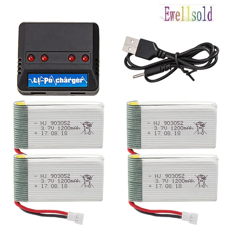 

Ewellsold 3.7v 1200mAh with Charger Units for X5 X5C X5SC X5SW Drone Quodcopter Spare lipo Battey Parts 3.7 v