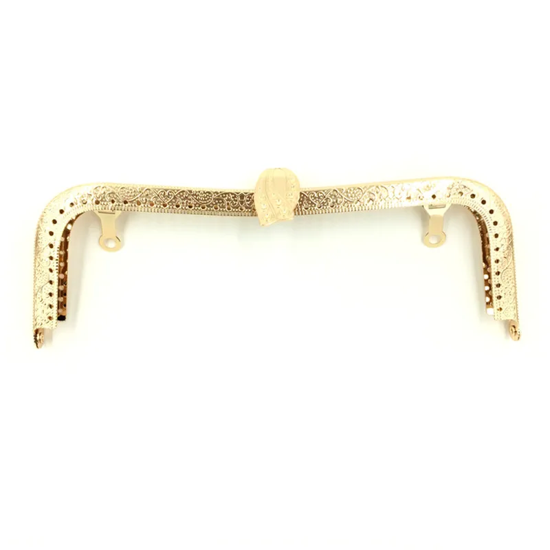 

10Pcs Rose Gold Purse Bag Clutch Metal Rectangle Frame Kiss Clasps Fermoir Lock No Rhinestone Handbag Handle 20x7.5cm