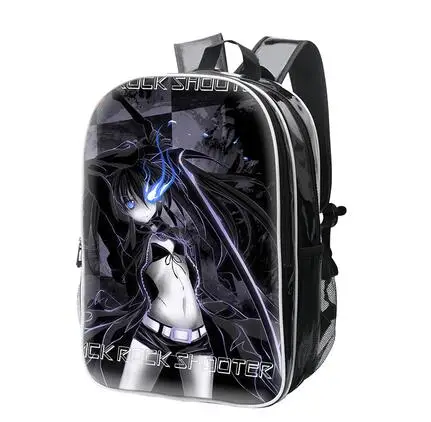 

High Q NEW FASHION anime black rock shooter pu leather backpack preppy style travel bag