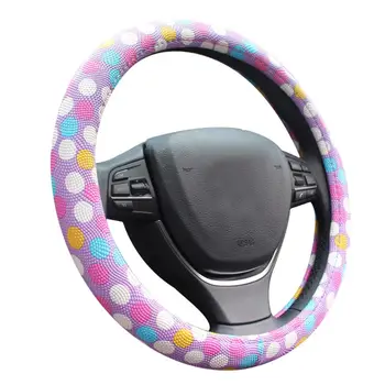 

Car Steering Wheel Cover Pearl Dot Pattern Car Handle Cover Anti-slip Breathable Auto Car Interior Decor For Women Girls
