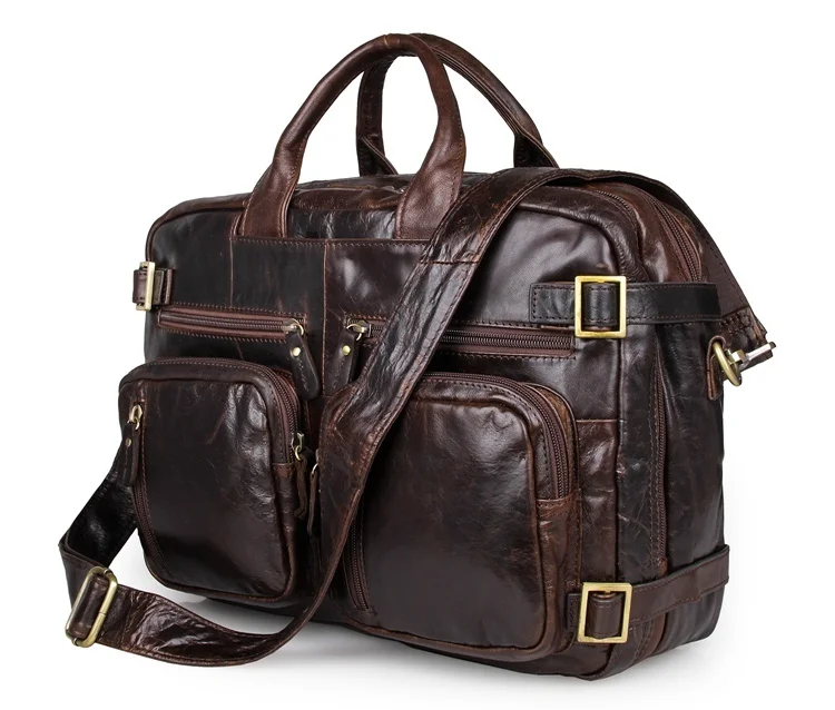 

Augus Imported Cow Leather Briefcase Men's Leather Handbag Casual Office Bag Fashion Large Capacity Laptop Backpak Bag 7026Q-1