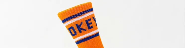 Женские носки, Утолщенные, забавные, в полоску, с надписью, Харадзюку, красные, высокое качество, уличная одежда, в стиле хип-хоп, винтажные, для катания на коньках, хлопковые носки, Осень-зима - Цвет: orange