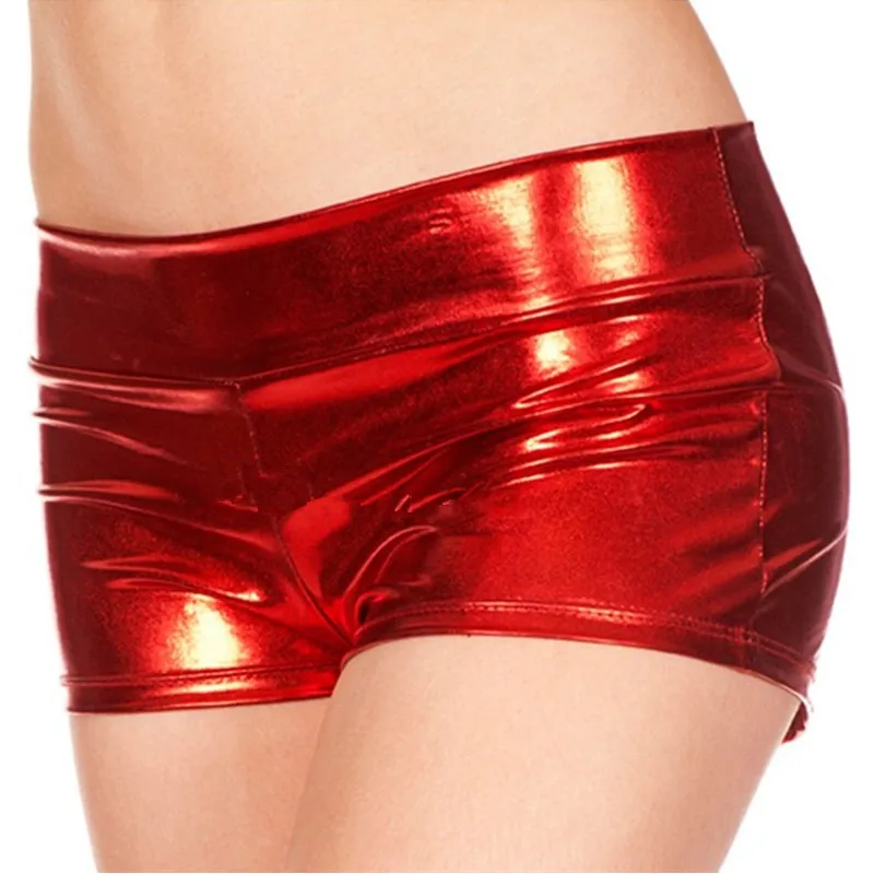 Women Shorts Sexy Metallic PVC lingerie underwear Panty panties Pole