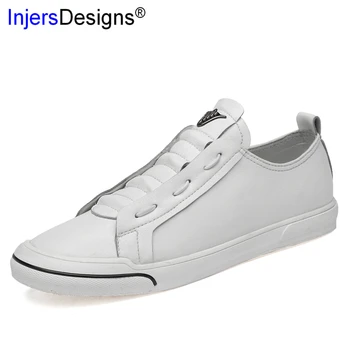 

New Arrival Small White Shoes Men Skateboarding Shoes Fashion Lace-Up Comfortable Mens Trainers Genuine Leather Black Sneakers