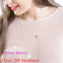 Custom Multi Three Discs Long Necklace Personalized Initals Engraved Pendent Solid Silver Necklace Fashion Female Jewelry