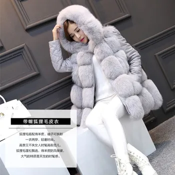 

Detachable Sleeve Hooded Vest Overcoat Winter Thick Warm Faux Fox Fur Coat Plus Size Casacos de Inverno Feminino E71