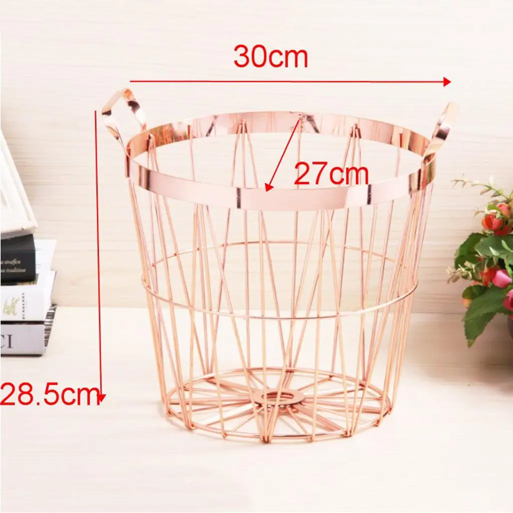 MagiDeal Metal Iron Nordic Style Dirty Clothes Storage Basket Organizer