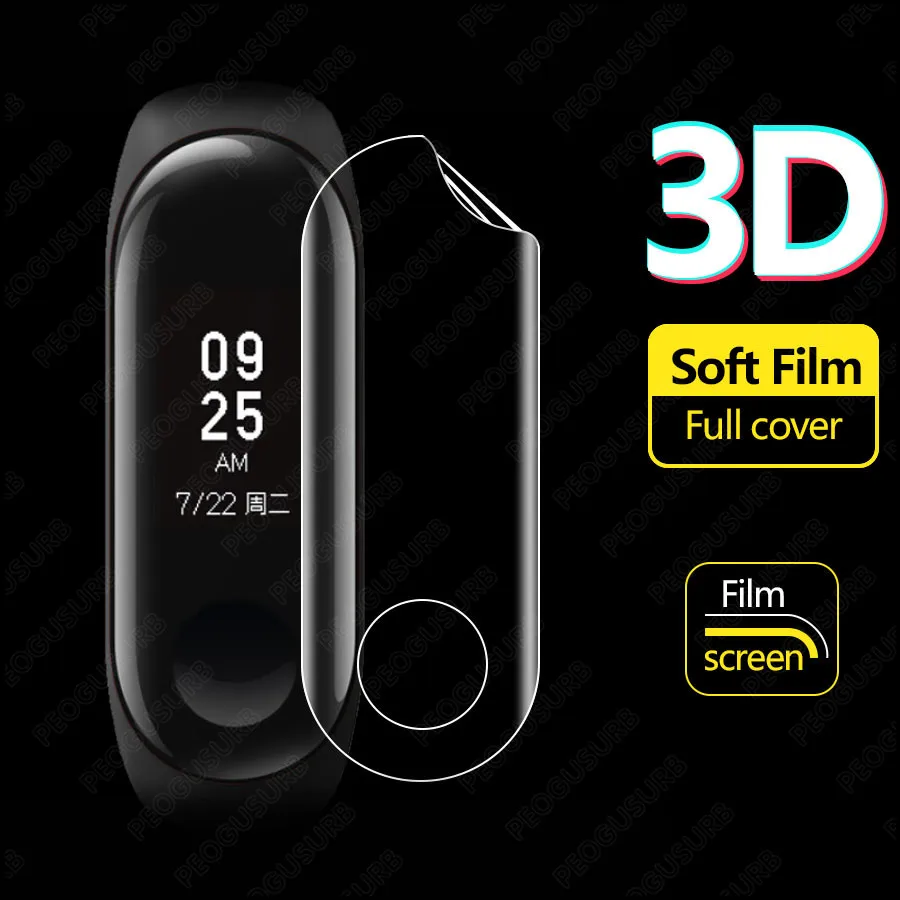 Мягкая защитная пленка из ТПУ 3D с полным покрытием для Xiaomi Mi Band 4 3 2 ультра тонкая