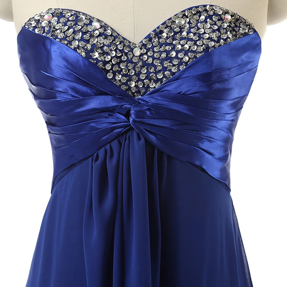 Ruthshen длинный, ярко-синего цвета/фиолетовый шифоновое платье для подружки невесты Дешевые Блестки из бисера задрапированные складки гостей