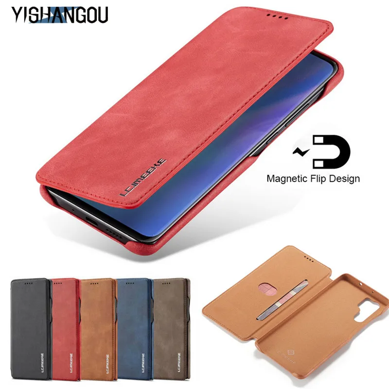 

YISHANGOU Luxury Magnetic Flip Wallet Phone Case For Huawei P30 Pro P20 Lite NOVA 3E 4E PU Leather Stand Card Slots Slim Cover