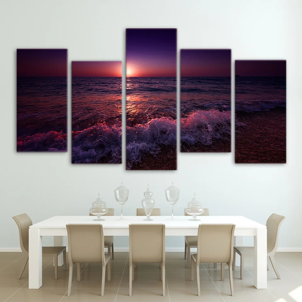 Home-Decor-HD-Wall-Art-Printed-Modern-Canvas-5-Panel-Greece-Ionian-Sea-Evening-Sky-Living (1)