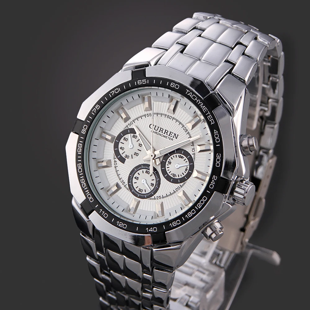 Curren Men Business Watch Clock Mens Watches Top Brand Military Full Stainless Steel Quartz Wrist W