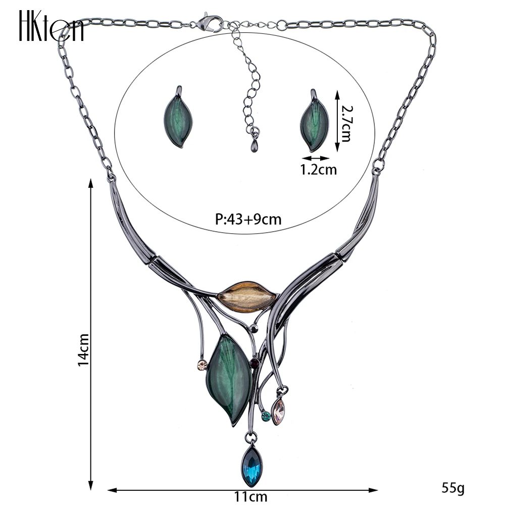 MS1504599 Модные Ювелирные наборы высокое качество 4 цвета ожерелье наборы для женщин ювелирные изделия кристалл смолы уникальный дизайн листья подарки