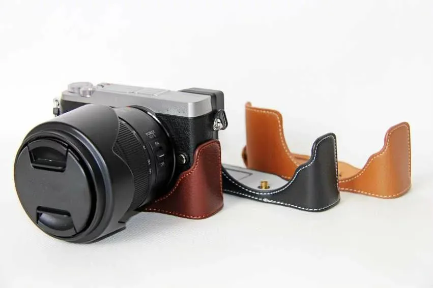 Черный/Coffe/коричневый Половина корпуса камеры чехлы из натуральной кожи Нижний чехол для Panasonic Lumix GX85 GX80