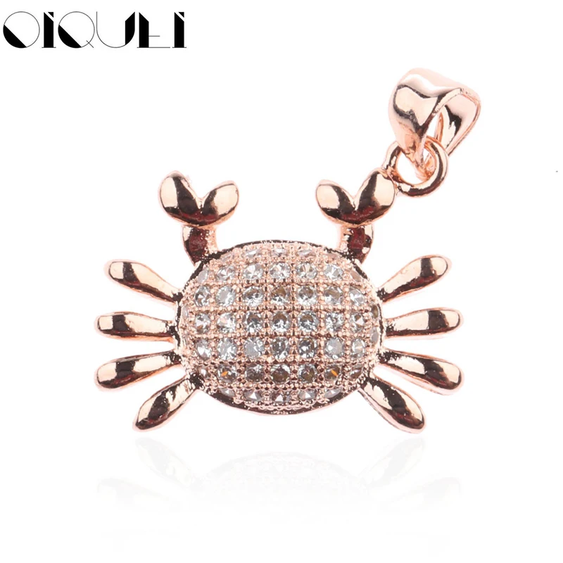 

OIQUEI Rose Gold Crab DIY Necklace Pendant Micro Pave Jewelry Accessories For Handmade Women's Fashion Bracelet Making Wholesale