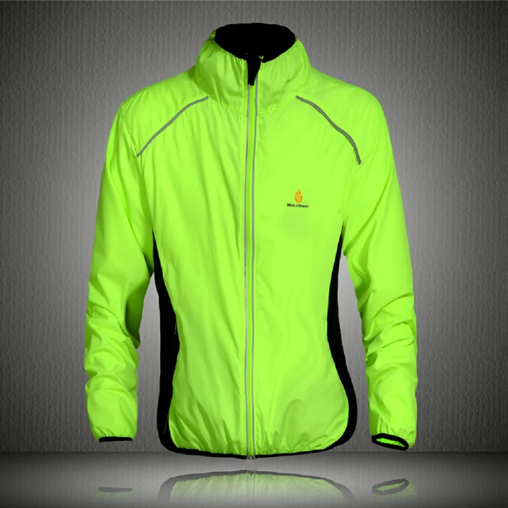 WOSAWE Tour de France Light Weight Breathable Green Cycling Coat Jacket Bike Windbreaker Reflective Jersey Bicycle Wear Clothes