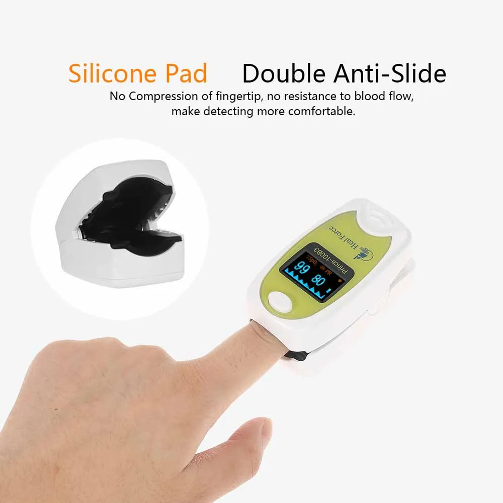 Oxímetro de Pulso Monitor de Saturação de Oxigênio Detectar do Índice de Perfusão Heal Force Oled Dedo Sangue Médica & Bolsa Spo2 Pulsação no 9 Glicose no sangue