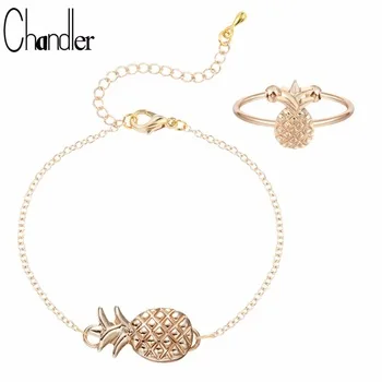 Chandler Simple Pineapple Jewelry Set Ring\Bracelet India Wedding Bijoux For Women Alloy Zinc Casual 2017 Brand New Collection