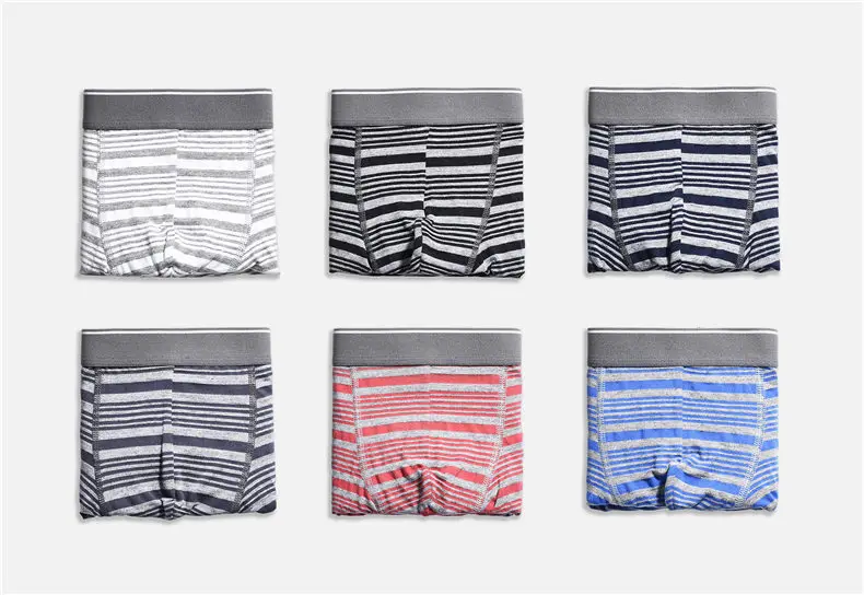 UYEEMU 4XL Boxers Men Short Underwear Cotton Plus Size Boxershorts Male Striped Mens Boxers Soft Sexy Underdress Brand 3Pcs Lot-12
