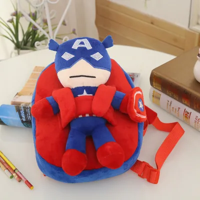 Милый 3D мести Лига Спайдермен, Супермен, Бэтмен Капитан плюшевый Детский рюкзак школьные сумки мальчик мягкая игрушка, кукла подарки - Цвет: The Captain