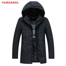 Varsanol зимняя куртка для Для мужчин парка со шляпой Уплотненные теплые пальто хлопковая верхняя одежда с капюшоном на молнии с карманом Высокое качество Мода