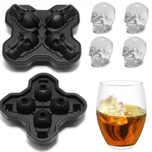 4 Сетки череп льда производитель кубиков кости мяч лоток формы торт инструменты для изготовления конфет Кухонные гаджеты 3D Силиконовый виски со льдом форма для фарша прессформы