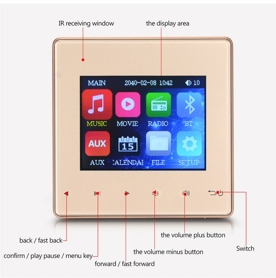 M86A, bluetooth, мини-усилитель, аудио, домашняя музыка, fm, настенный усилитель, домашняя аудиосистема, усилитель с сенсорным экраном