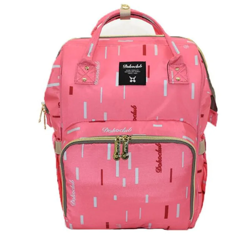 DOKOCLUB Mummy Maternity подгузник сумка брендовая Большая вместительная Детская сумка рюкзак для путешествий сумка для ухода за ребенком Прямая - Цвет: Pink Stripe